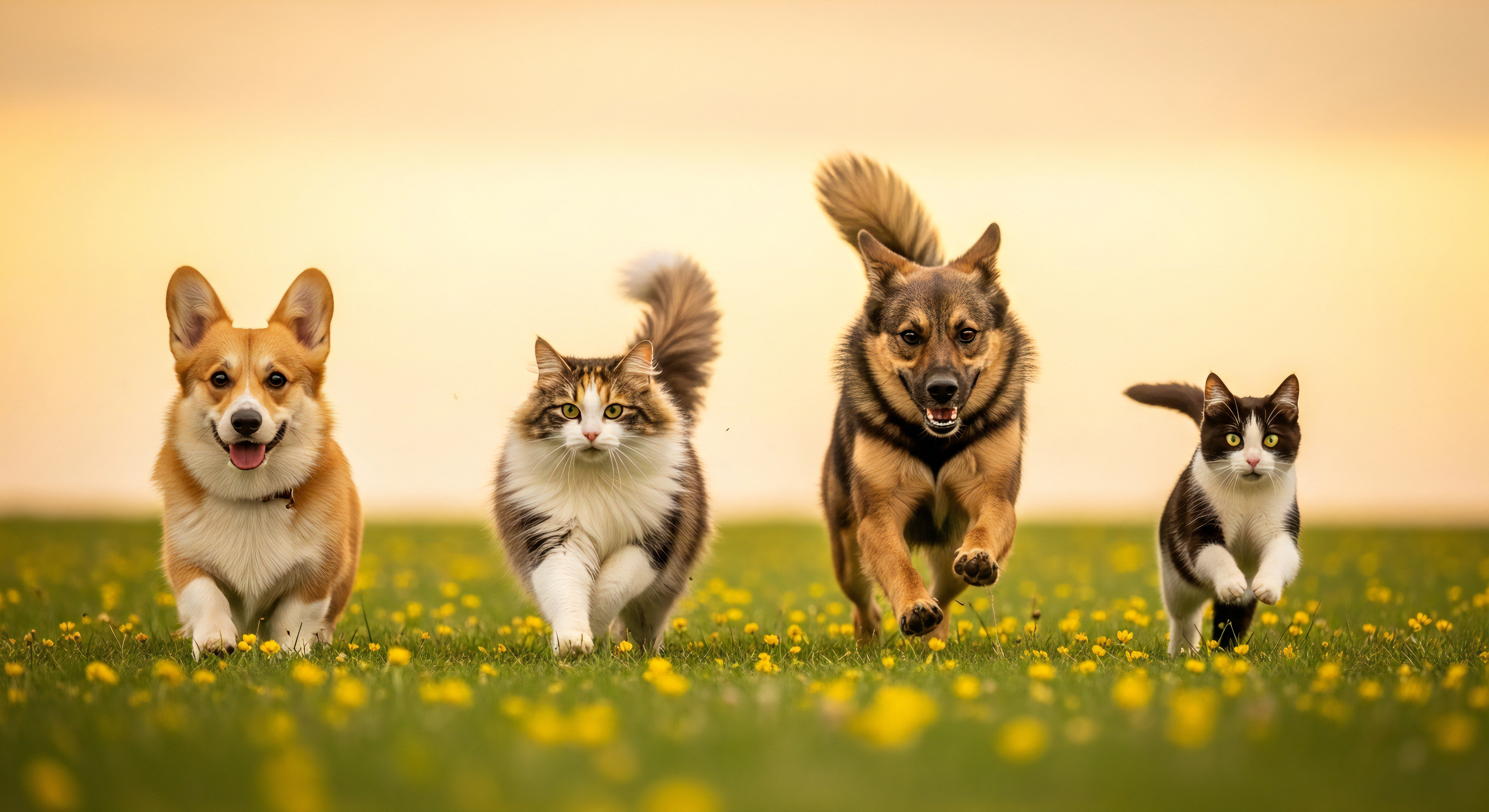 Happy pets waiting to help - cats and dogs ready to donate blood