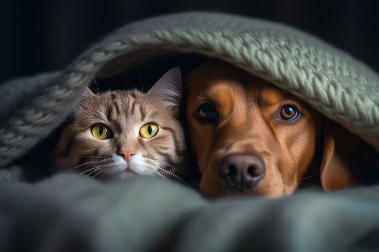 Dog and cat together